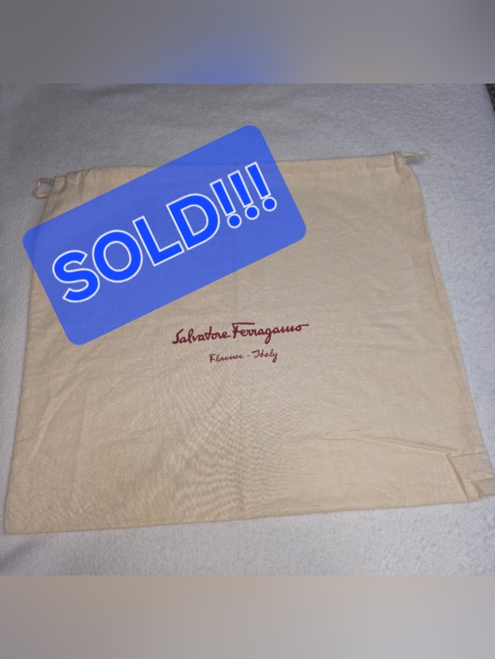 Salvatore Ferragamo Cream Dust Bag- 19"W X 15.5" H